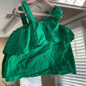 Zara Girls Kelly Green Ruffle Top